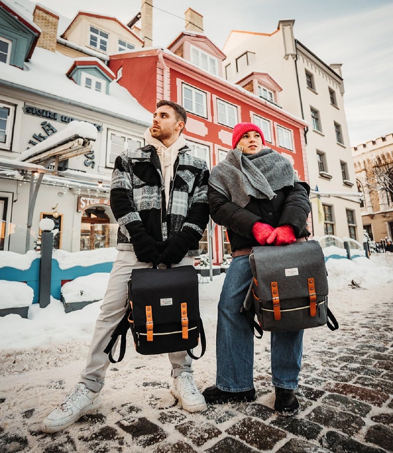 Modoker Eco-Friendly Vintage Laptop Backpack for Women Men,Travel Backpacks with USB Charging Port Fashion Backpack Fits 15.6Inch Notebook, Black - Image 2